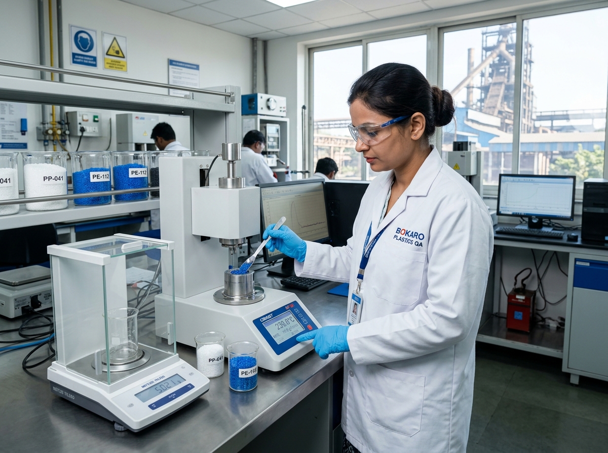 Indian Polymer Engineer Testing MFI in Bokaro Lab